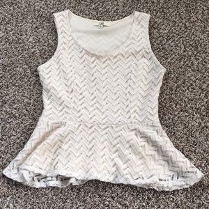 Ya brand cream chevron lace peplum top size L